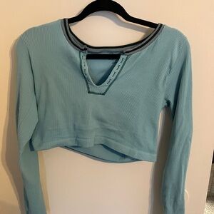 Women's Blue Long Sleeve Top